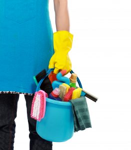 cleaning equipment isolated over white background